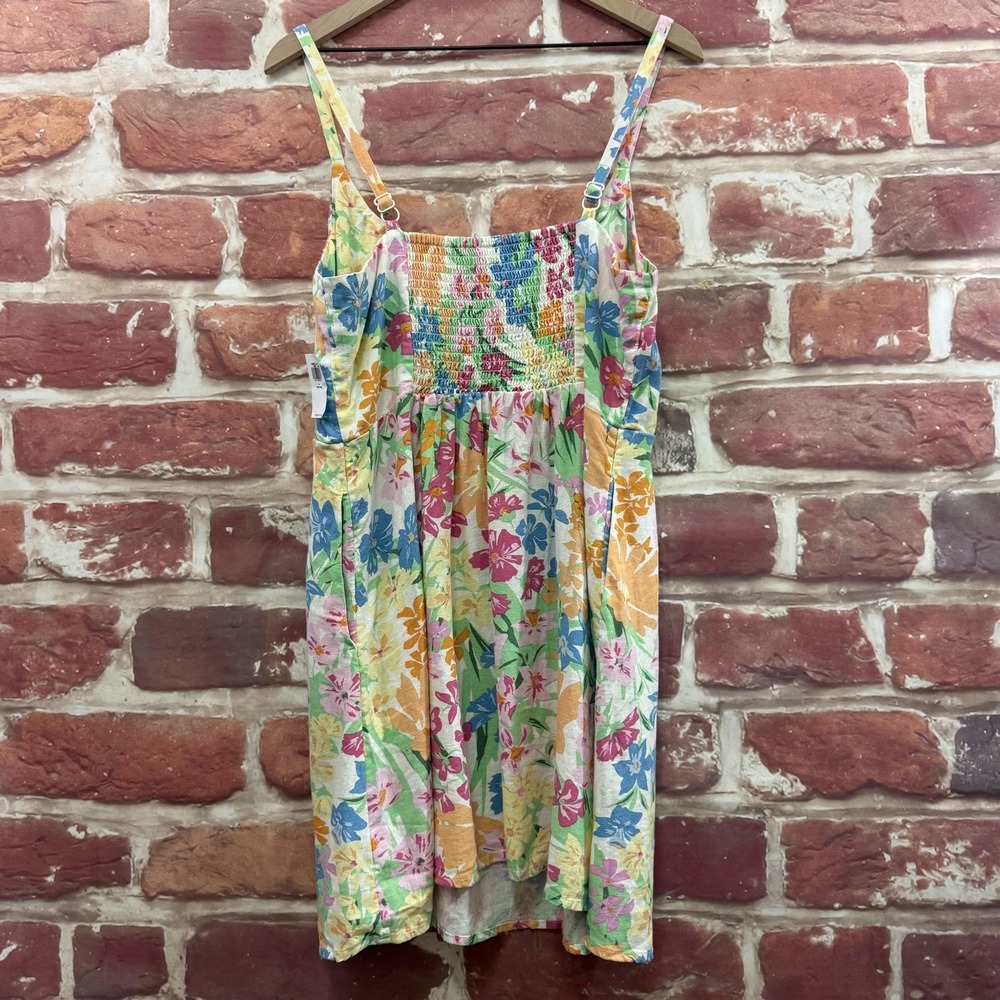 Old Navy Dress Women's L Petite Multicolor Garden Floral Linen Blend Sundress - Picture 4 of 11